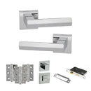 Senza Pari Davoli Door Handle Pack (Bathroom Set - 3" CE Bathroom Lock, 3" Premium Hinges x3) - Polished Chrome