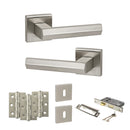 Senza Pari Davoli Door Handle Pack (3 Lever Lock Set - 3" CE Sashlock, 3" Premium Hinges x3) - Satin Nickel