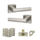 Senza Pari Davoli Door Handle Pack (Latch Set - 2.5" CE Latch, 3" Premium Hinges x3) - Satin Nickel