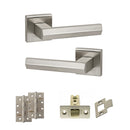 Senza Pari Davoli Door Handle Pack (Latch Set - 2.5" CE Latch, 4" Slim Knuckle Hinges x2) - Satin Nickel