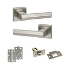 Senza Pari Davoli Door Handle Pack (Latch Set - 2.5" Latch, 3" Hinges x2) - Satin Nickel