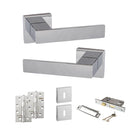 Senza Pari Panetti Door Handle Pack (3 Lever Lock Set - 2.5" CE Sashlock, 4" Slim Knuckle Hinges x2) - Polished Chrome