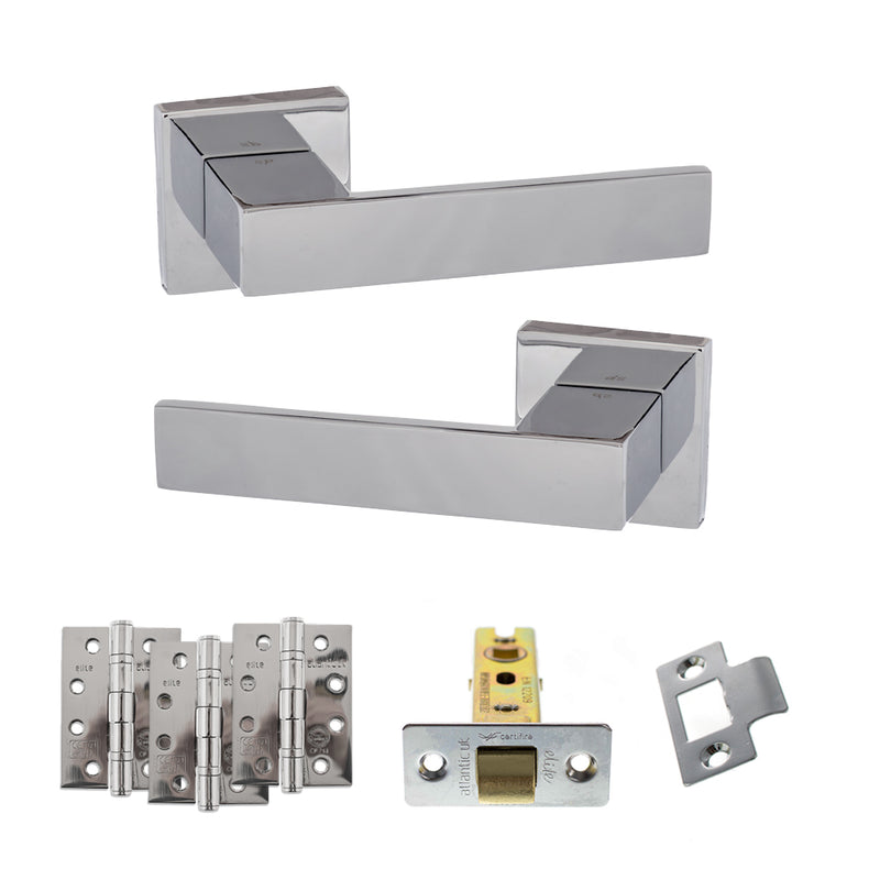Senza Pari Panetti Door Handle Pack (Latch Set - 2.5" CE Latch, 4" Fire Rated Hinges x3) - Polished Chrome