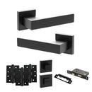 Senza Pari Panetti Door Handle Pack (Bathroom Set - 3" CE Bathroom Lock, 4" Fire Rated Hinges x3) - Matt Black