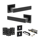 Senza Pari Panetti Door Handle Pack (3 Lever Lock Set - 2.5" CE Sashlock, 3" Premium Hinges x3) - Matt Black