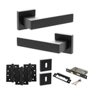 Senza Pari Panetti Door Handle Pack (3 Lever Lock Set - 2.5" CE Sashlock, 4" Fire Rated Hinges x3) - Matt Black