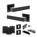 Senza Pari Panetti Door Handle Pack (Euro Lock Set - 3" CE Sashlock, 4" Fire Rated Hinges x3) - Matt Black