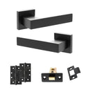 Senza Pari Panetti Door Handle Pack (Latch Set - 3" CE Latch, 4" Slim Knuckle Hinges x2) - Matt Black