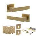 Senza Pari Panetti Door Handle Pack (3 Lever Lock Set - 3" CE Sashlock, 4" Fire Rated Hinges x3) - Satin Brass