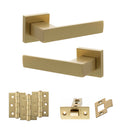 Senza Pari Panetti Door Handle Pack (Latch Set - 2.5" CE Latch, 3" Premium Hinges x3) - Satin Brass