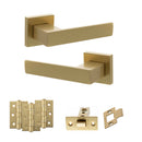 Senza Pari Panetti Door Handle Pack (Latch Set - 3" CE Latch, 3" Premium Hinges x3) - Satin Brass
