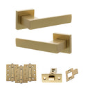 Senza Pari Panetti Door Handle Pack (Latch Set - 3" CE Latch, 4" Fire Rated Hinges x3) - Satin Brass