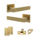 Senza Pari Panetti Door Handle Pack (Latch Set - 2.5" CE Latch, 4" Slim Knuckle Hinges x2) - Satin Brass