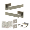 Senza Pari Panetti Door Handle Pack (3 Lever Lock Set - 3" CE Sashlock, 4" Fire Rated Hinges x3) - Satin Nickel