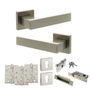 Senza Pari Panetti Door Handle Pack (Euro Lock Set - 3" CE Sashlock, 4" Fire Rated Hinges x3) - Satin Nickel