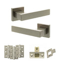 Senza Pari Panetti Door Handle Pack (Latch Set - 3" CE Latch, 3" Premium Hinges x3) - Satin Nickel