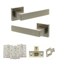 Senza Pari Panetti Door Handle Pack (Latch Set - 2.5" CE Latch, 4" Fire Rated Hinges x3) - Satin Nickel