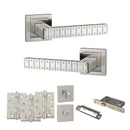 Senza Pari Bianca Door Handle Pack (Bathroom Set - 2.5" CE Bathroom Lock, 4" Fire Rated Hinges x3) - Satin Nickel