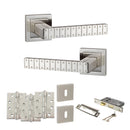 Senza Pari Bianca Door Handle Pack (3 Lever Lock Set - 2.5" CE Sashlock, 4" Fire Rated Hinges x3) - Satin Nickel