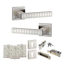 Senza Pari Bianca Door Handle Pack (Euro Lock Set - 3" CE Sashlock, 4" Fire Rated Hinges x3) - Satin Nickel