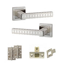 Senza Pari Bianca Door Handle Pack (Latch Set - 2.5" CE Latch, 4" Slim Knuckle Hinges x2) - Satin Nickel