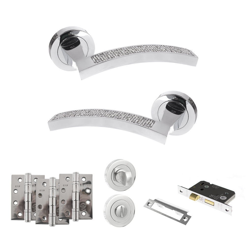 Atlantic SPM167CRCP Senza Pari Crystal on Round Rose Door Handle Pack