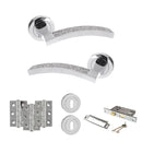 Senza Pari Crystal Door Handle Pack (3 Lever Lock Set - 2.5" CE Sashlock, 3" Premium Hinges x3) - Polished Chrome