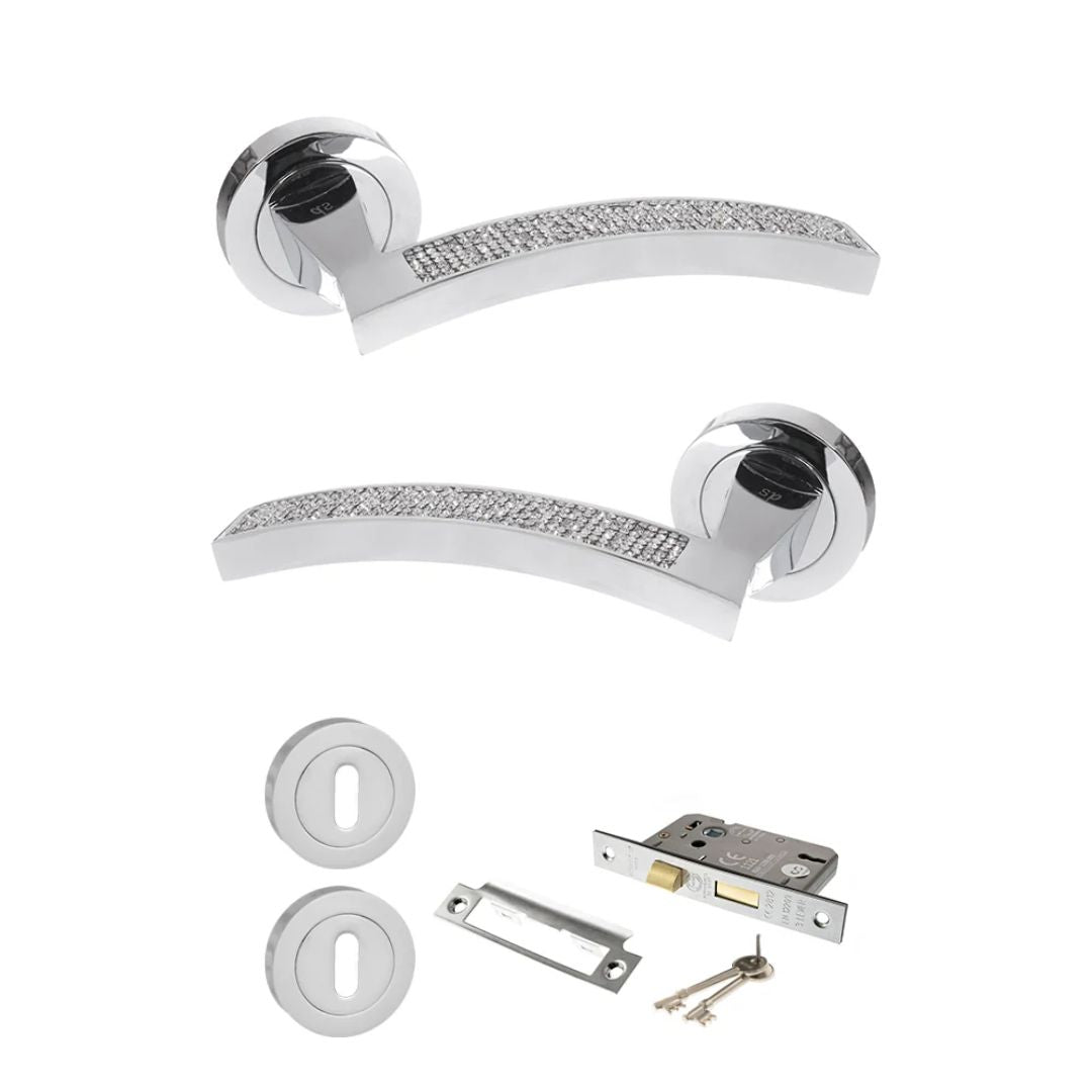 Atlantic SPM167CRCP Senza Pari Crystal on Round Rose Door Handle Pack