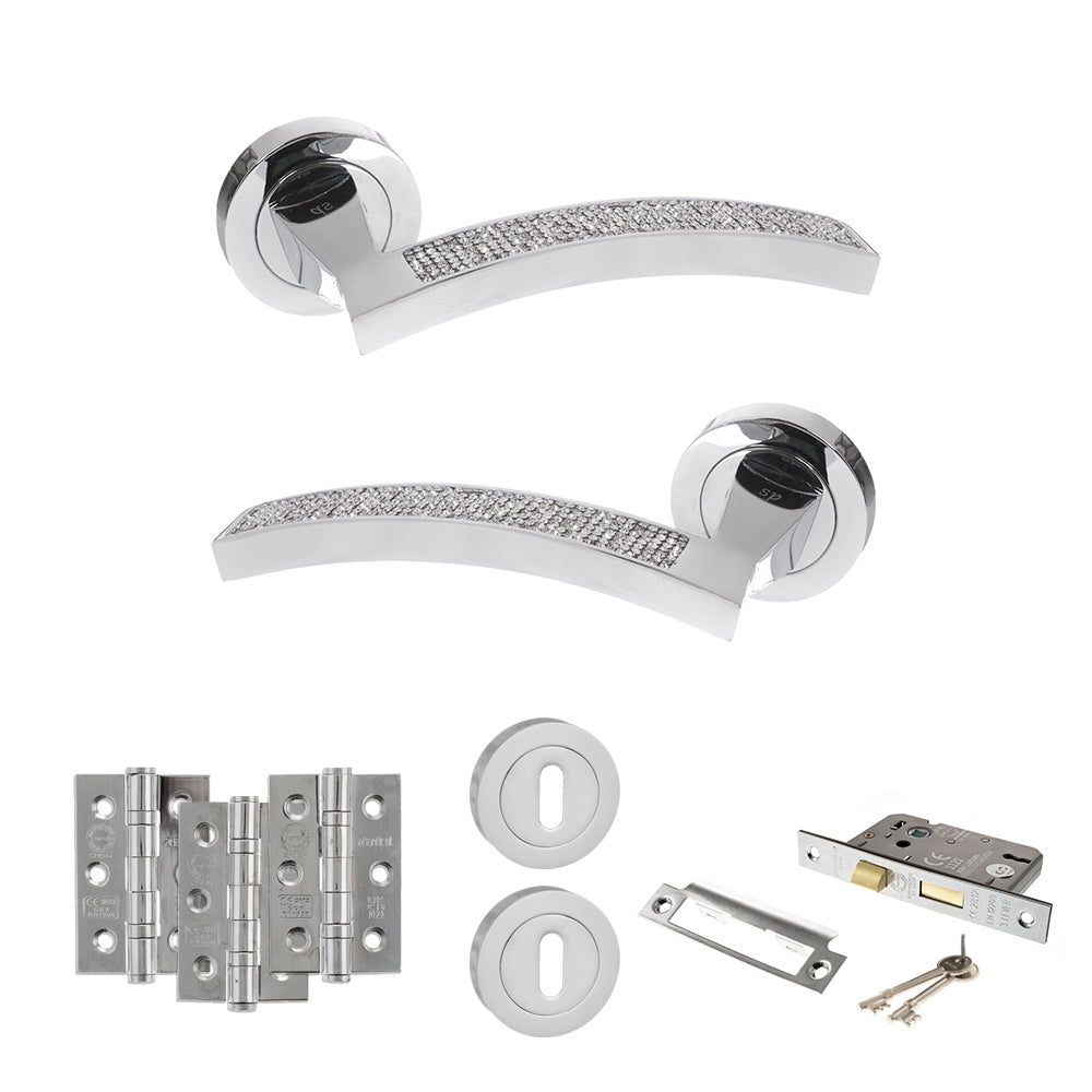 Atlantic SPM167CRCP Senza Pari Crystal on Round Rose Door Handle Pack