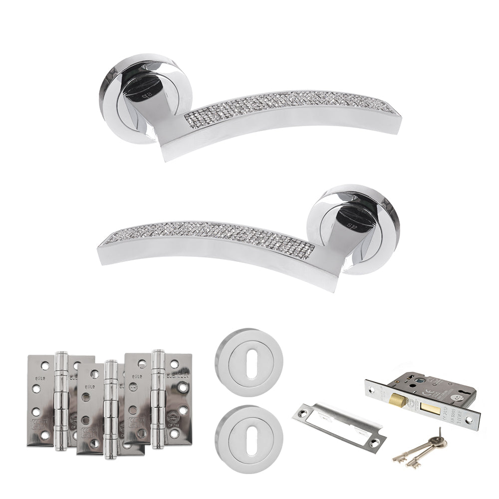 Atlantic SPM167CRCP Senza Pari Crystal on Round Rose Door Handle Pack