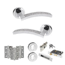 Senza Pari Crystal Door Handle Pack (Euro Lock Set - 2.5" CE Sashlock, 3" Premium Hinges x3) - Polished Chrome