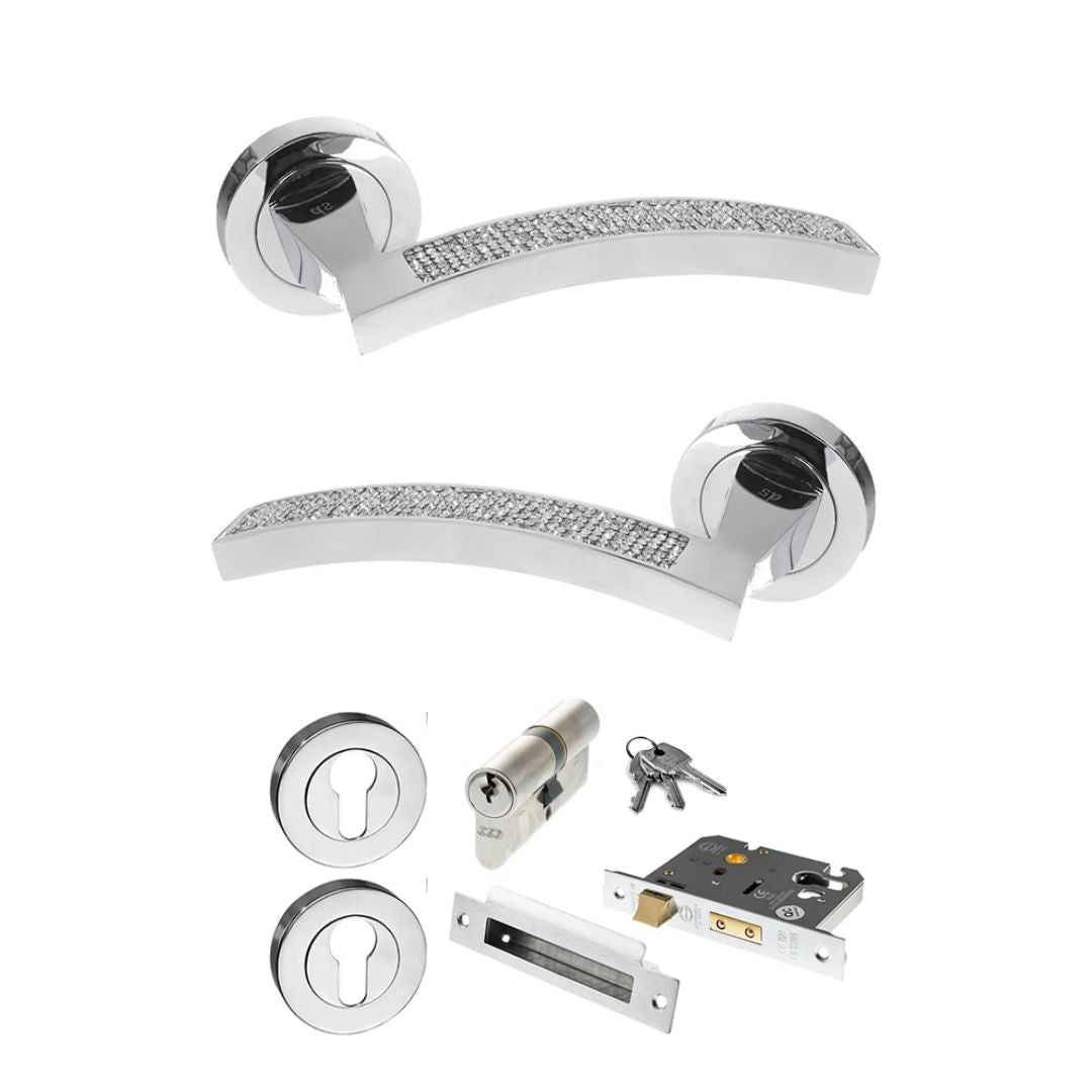 Atlantic SPM167CRCP Senza Pari Crystal on Round Rose Door Handle Pack