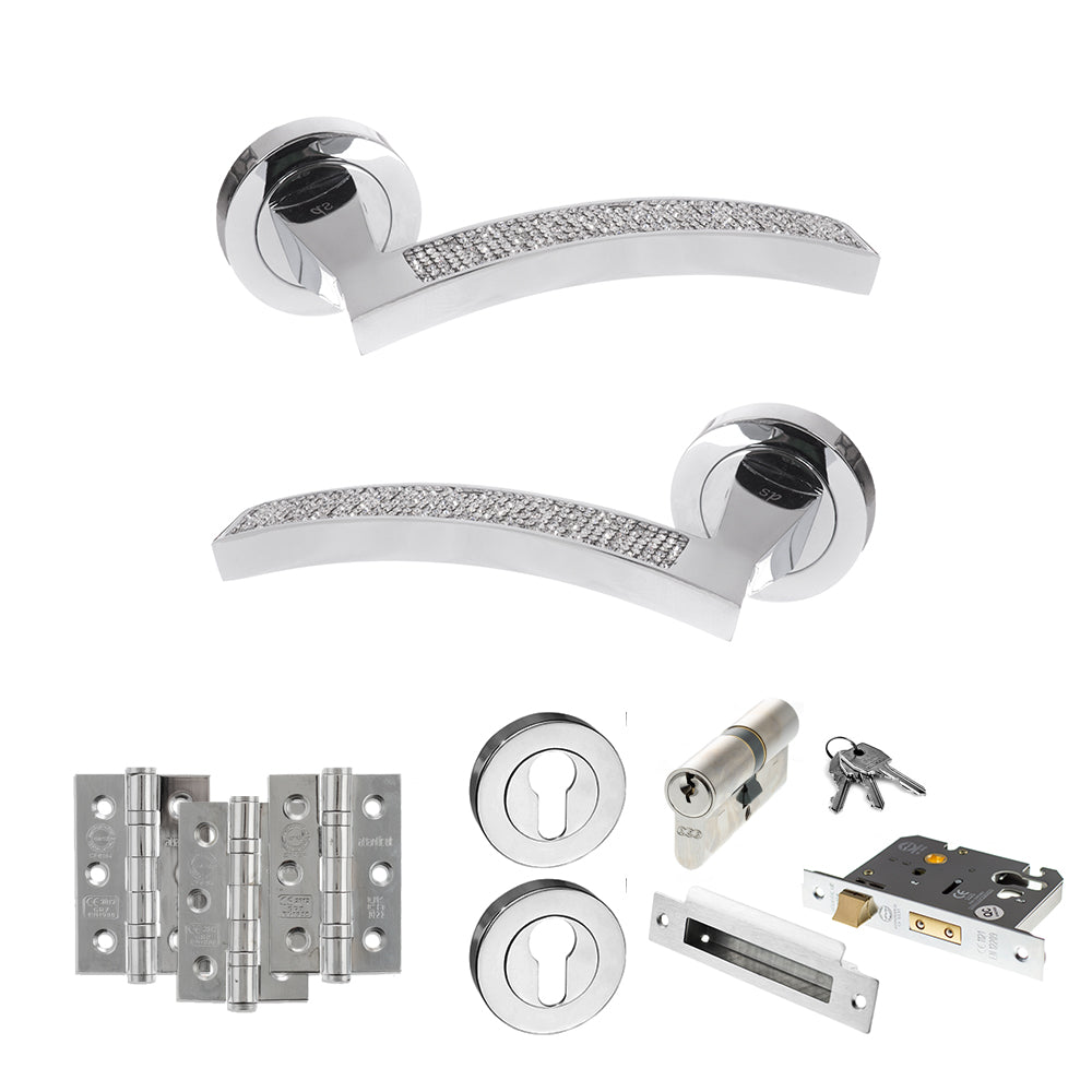 Atlantic SPM167CRCP Senza Pari Crystal on Round Rose Door Handle Pack