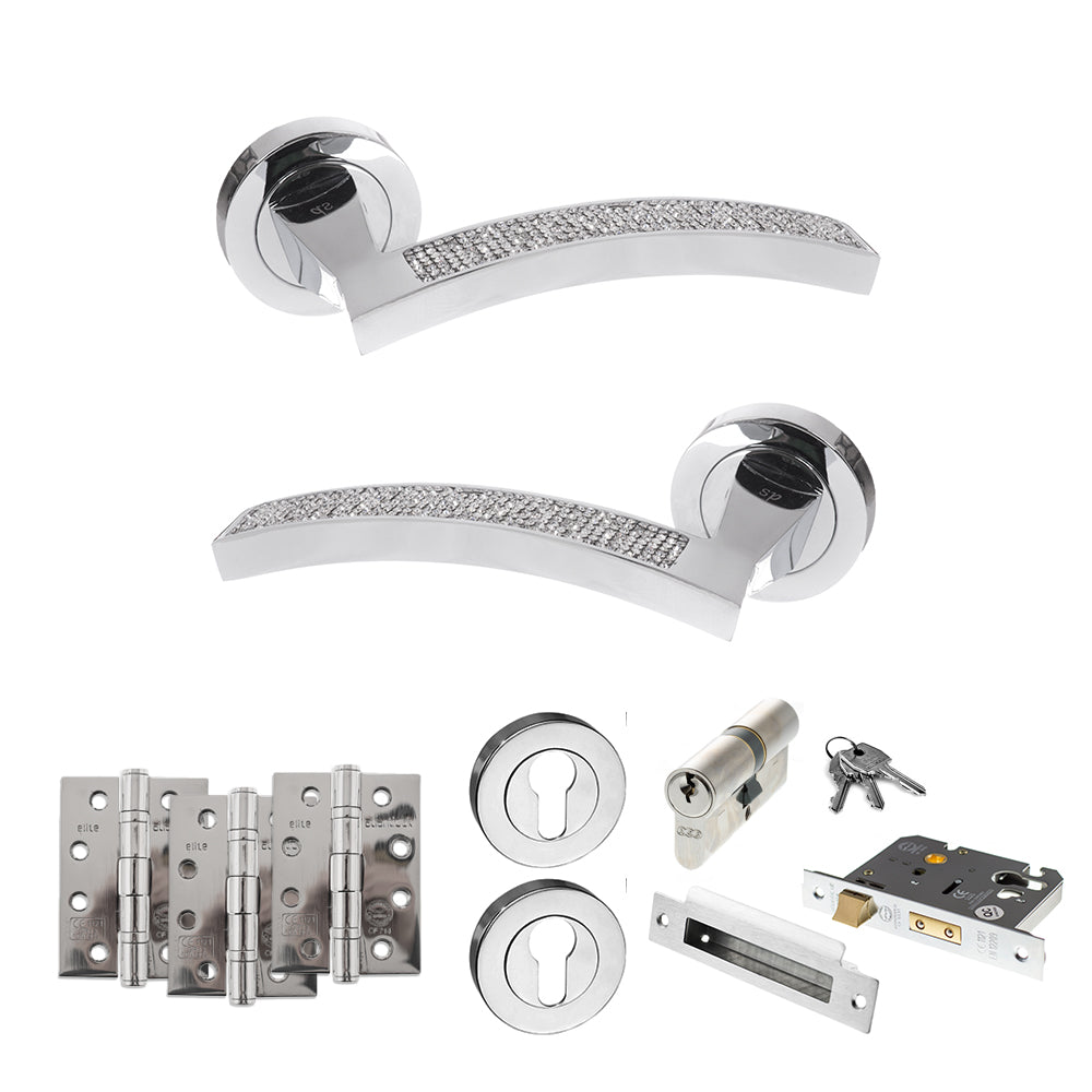 Atlantic SPM167CRCP Senza Pari Crystal on Round Rose Door Handle Pack