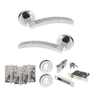 Senza Pari Crystal Door Handle Pack (Euro Lock Set - 3" CE Sashlock, 4" Fire Rated Hinges x3) - Polished Chrome