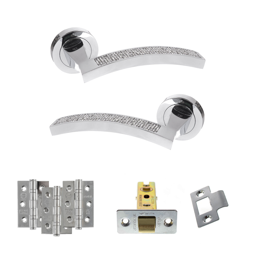 Atlantic SPM167CRCP Senza Pari Crystal on Round Rose Door Handle Pack