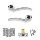 Senza Pari Crystal Door Handle Pack (Latch Set - 3" CE Latch, 3" Premium Hinges x3) - Polished Chrome