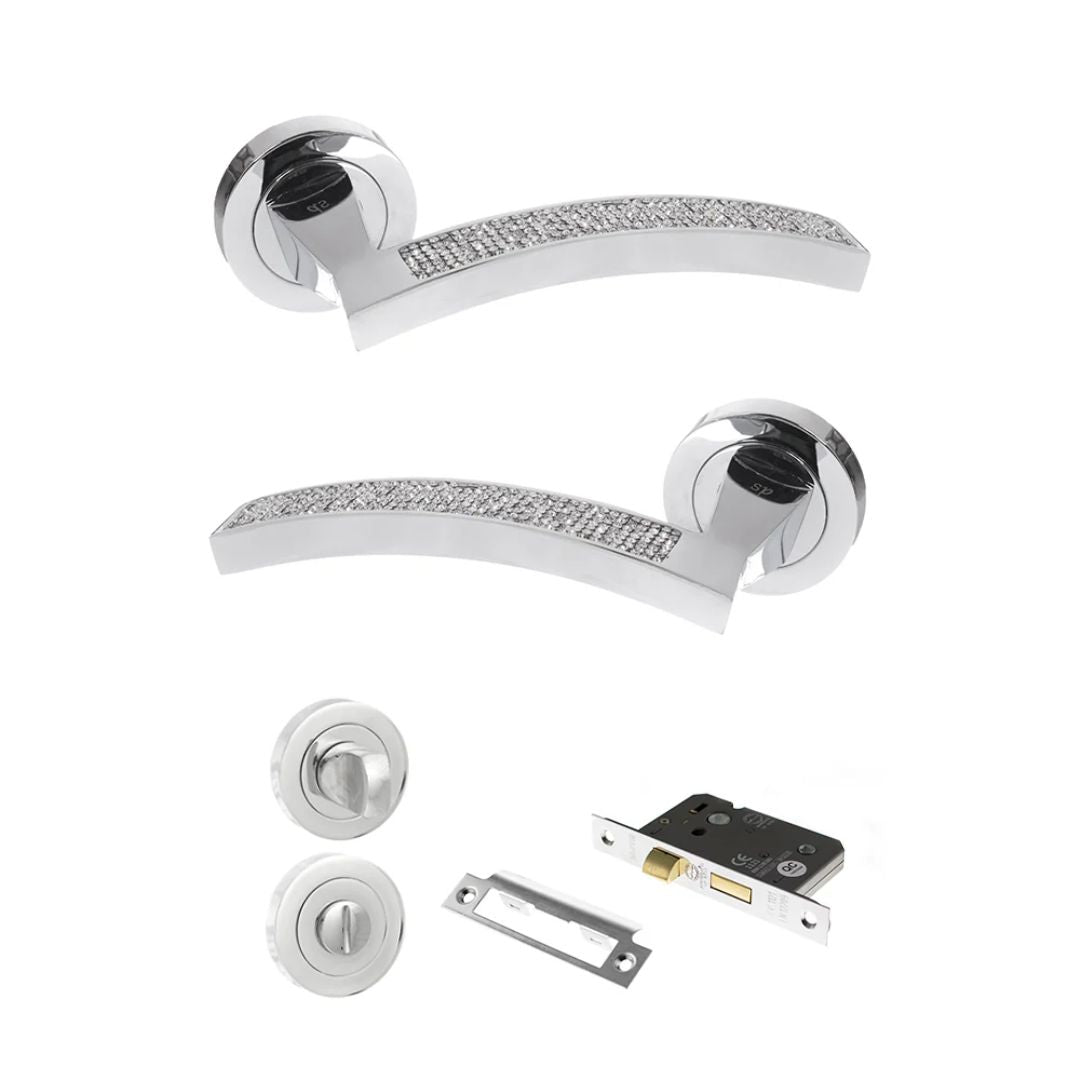 Atlantic SPM167CRCP Senza Pari Crystal on Round Rose Door Handle Pack
