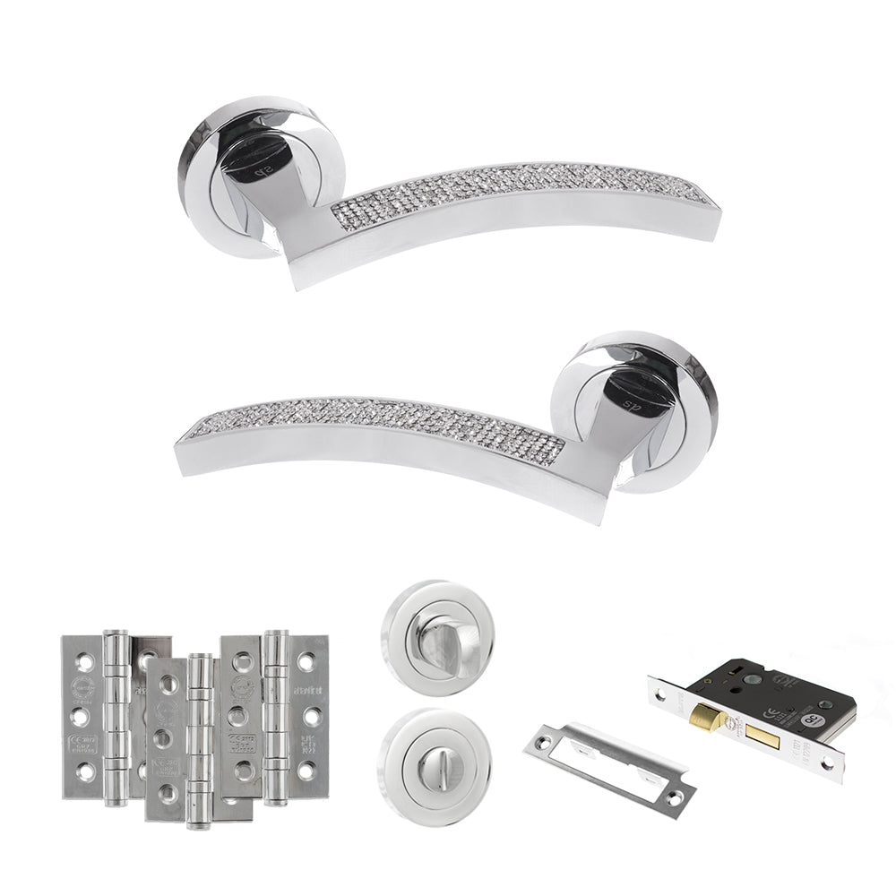 Atlantic SPM167CRCP Senza Pari Crystal on Round Rose Door Handle Pack