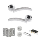 Senza Pari Crystal Door Handle Pack (Bathroom Set - 3" CE Bathroom Lock, 3" Premium Hinges x3) - Polished Chrome