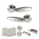 Senza Pari Elisse Door Handle Pack (Bathroom Set - 3" CE Bathroom Lock, 4" Fire Rated Hinges x3) - Satin Nickel/Chrome Plate