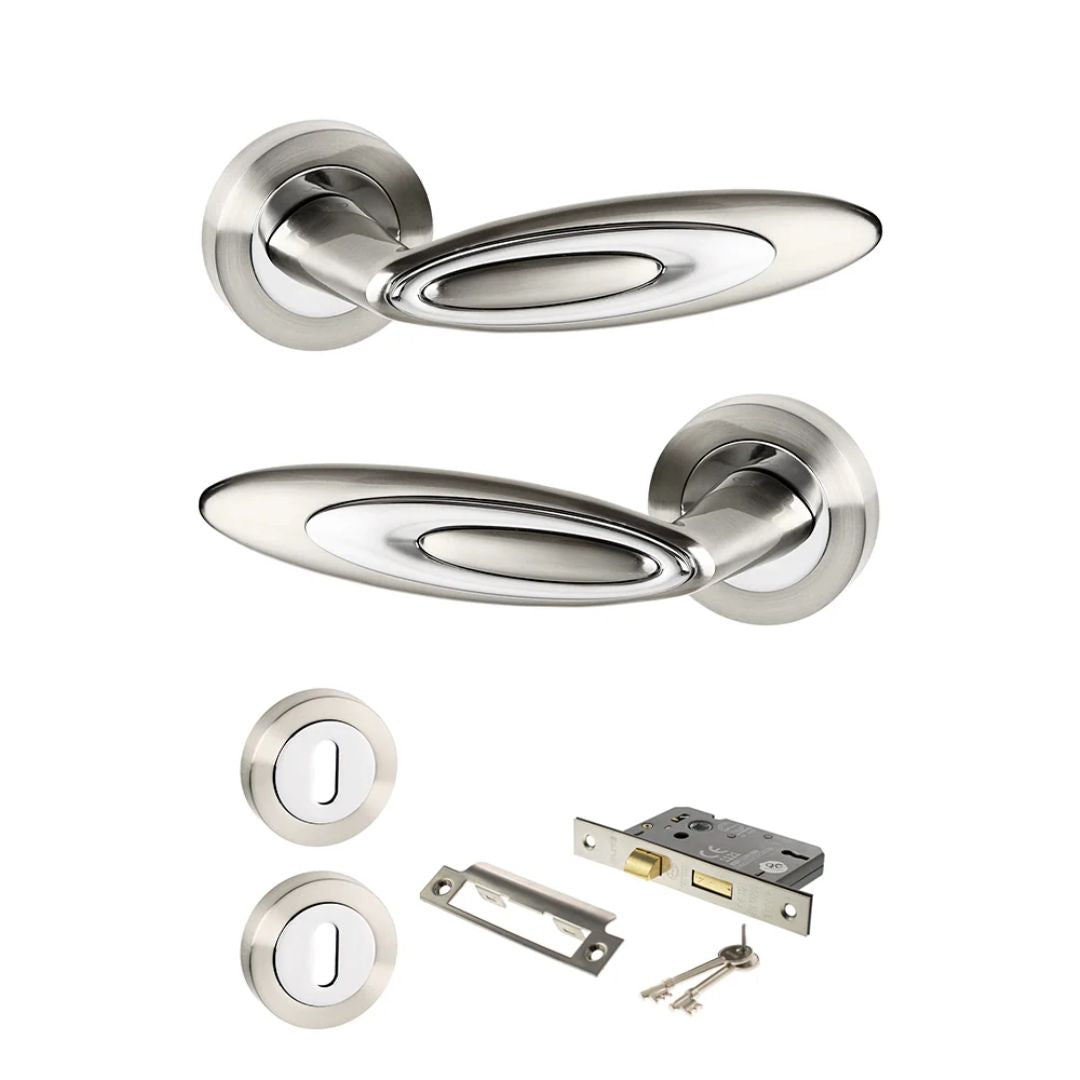 Atlantic SPM222SNCP Senza Pari Elisse on Round Rose Door Handle Pack