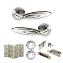 Senza Pari Elisse Door Handle Pack (Euro Lock Set - 2.5" CE Sashlock, 3" Premium Hinges x3) - Satin Nickel/Chrome Plate
