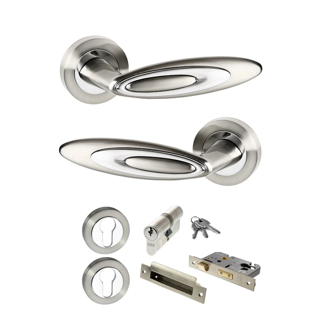 Atlantic SPM222SNCP Senza Pari Elisse on Round Rose Door Handle Pack