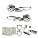 Senza Pari Elisse Door Handle Pack (Euro Lock Set - 2.5" CE Sashlock, 4" Fire Rated Hinges x3) - Satin Nickel/Chrome Plate