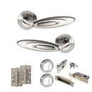 Senza Pari Elisse Door Handle Pack (Euro Lock Set - 3" CE Sashlock, 4" Slim Knuckle Hinges x2) - Satin Nickel/Chrome Plate
