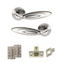 Senza Pari Elisse Door Handle Pack (Latch Set - 2.5" CE Latch, 4" Slim Knuckle Hinges x2) - Satin Nickel/Chrome Plate