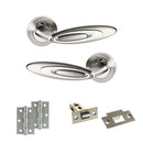 Senza Pari Elisse Door Handle Pack (Latch Set - 2.5" Latch, 3" Hinges x2) - Satin Nickel/Chrome Plate