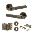 Senza Pari Andretta Door Handle Pack (3 Lever Lock Set - 3" CE Sashlock, 3" Premium Hinges x3) - Antique Brass