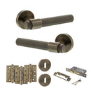 Senza Pari Andretta Door Handle Pack (3 Lever Lock Set - 3" CE Sashlock, 4" Fire Rated Hinges x3) - Antique Brass